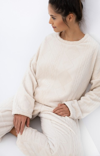 Bridget Homewear Sensis női pizsama - meleg, puha kötés, ekrü színű