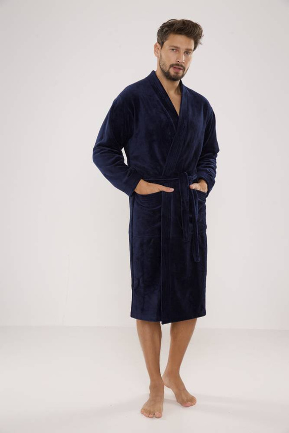 391 Hugo férfi fürdőköpeny De lafense - tengerészkék