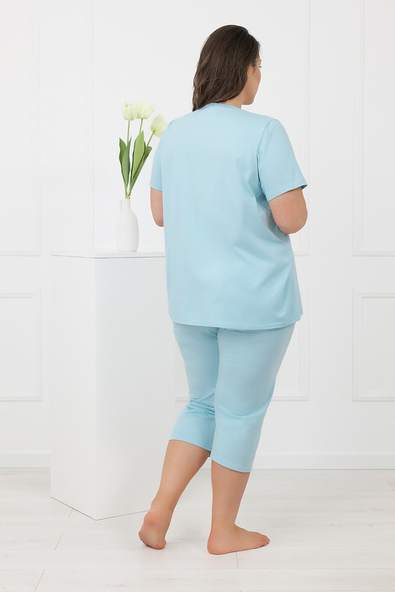 Hemaria Italian Fashion női pamut 3/4-es plus size pizsama türkiz