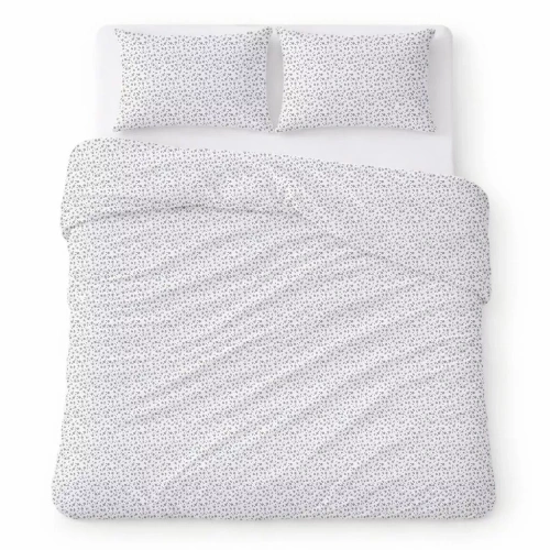 Pamut krepp ágyneműhuzat garnitúra légáteresztő könnyű kezelés white with gray flowers