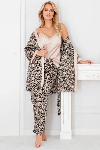 Sheila köntös Donna bézs - szatén elegáns női köntös övvel