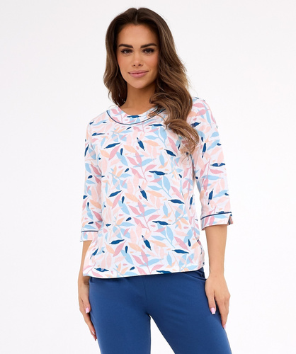 Amelia 732/452 Cornette női pizsama nib kék - pamut, 3/4 ujjú, kényelem és stílus