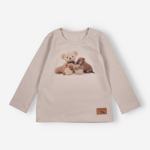 KAR-3005 Lányok hosszú ujjú blúz Lagarto Verde bézs - stílusos, pamut, lengyel gyártmányú