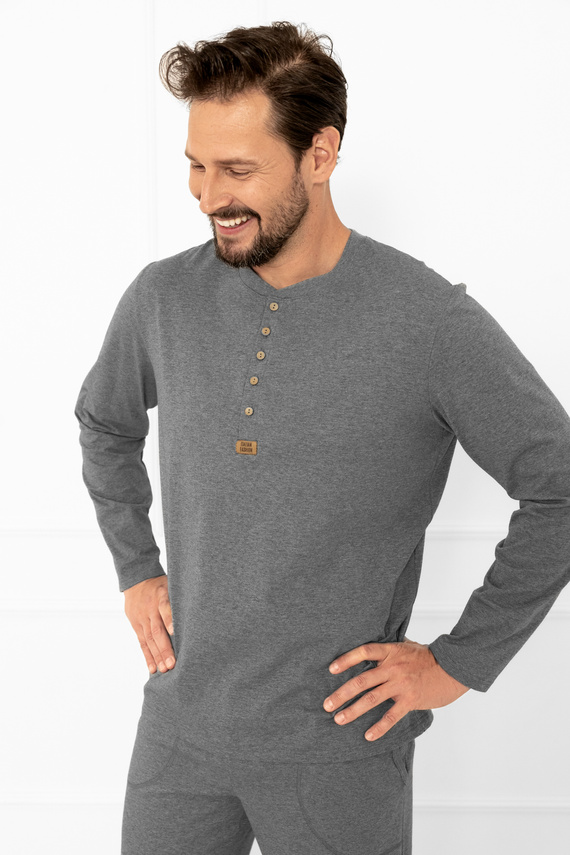 Gordo férfi pizsama - klasszikus pamut, póló felső és nadrág zsebekkel Olasz divat - melange