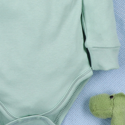 ABN-5566 Dino Explorer organikus pamut body Nini menta organikus pamut, hosszú ujjú, hosszú ujjú