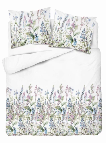 5485 B Detexpol Satin Stories fehér-kék ágynemű | 100% pamut, szaténszövés, cipzár, ajándékcsomagolás