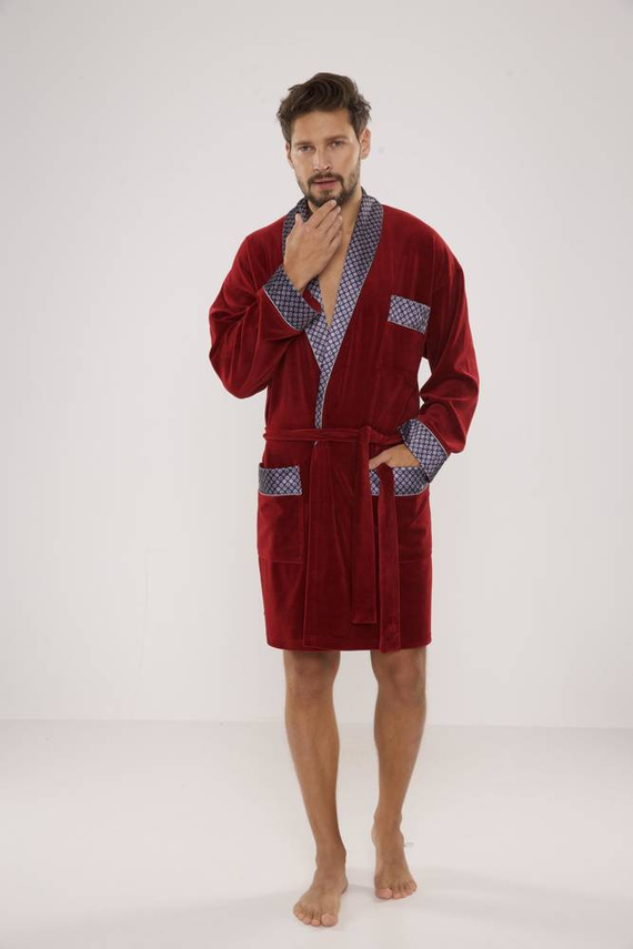 772 Bonjour férfi forex fürdőköpeny - gesztenyebarna színben