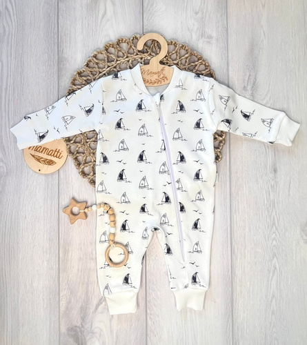 Mamatti PS16041 babarugdalózó hajó mintával – pamut, cipzáras