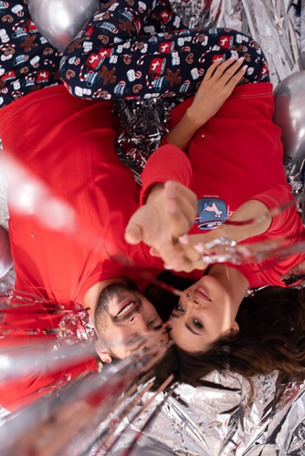 Makala Női hosszú ujjú pizsama és hosszú nadrág Italian Fashion - piros/print