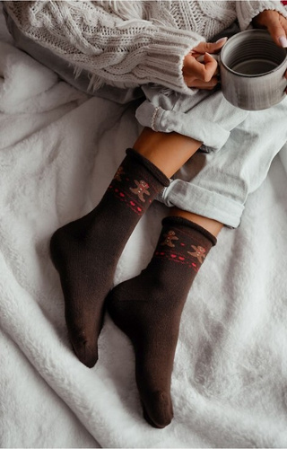 0118-013 Zokni Milena barna - ünnepi frottír, pamut, meleg