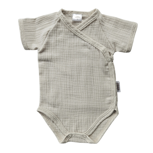 Muszlin bodysuit Just Muslin 03235KBE Makoma bézs - rövid ujjú, borítékolható, 100% pamut
