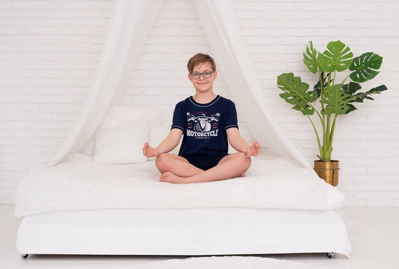 Gibson fiú rövid ujjú pizsama, nadrág Italian Fashion - tengerészkék