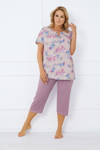 Inger Női pizsama rövid ujjú, 3/4 nadrágos olasz divat - print/bőr