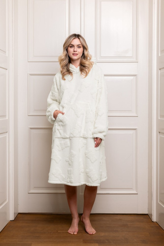 Női takaró blúz Italian Fashion - meleg, oversize, kapucnival, mackó motívummal