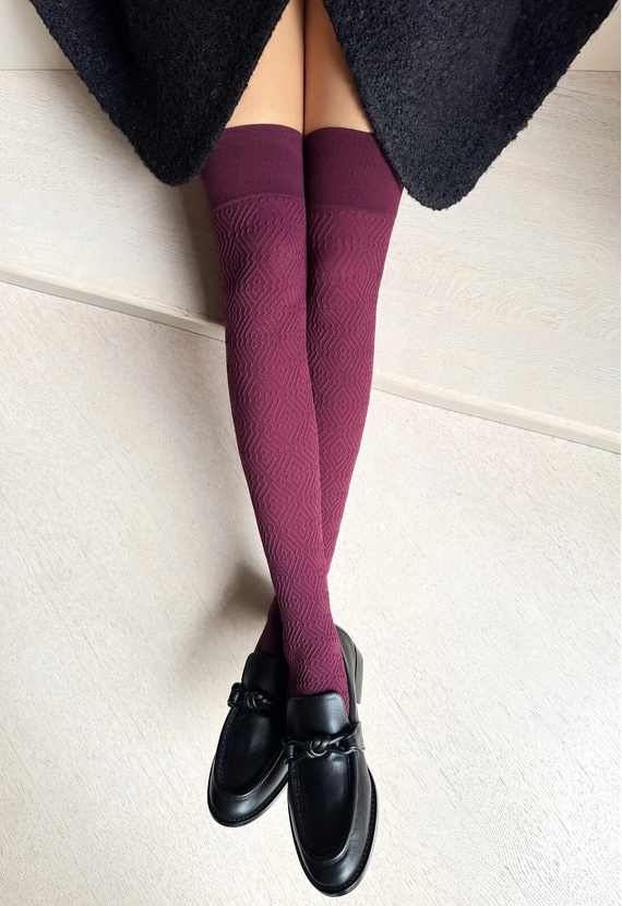 Zokni Bocaro Veneziana szőlő-mikroszálas, gyémántmintás, nem nyomószalagos zokni