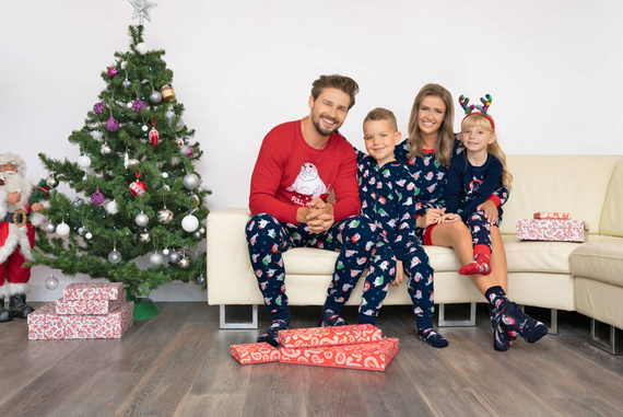 Elder Pizsamák Férfi hosszú ujjú, hosszú nadrág olasz divat- piros/print tengerészkék