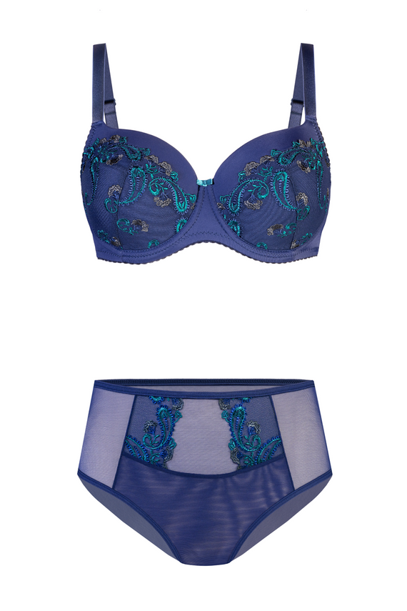 Női bugyi VF-474 - magasított, csipkés, komfort Vena tengerészkék-zöld