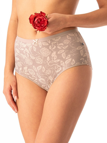 Női pamut bugyi Key LPF 590 bézs - 2 db dobozban, hátul csipkével díszítve