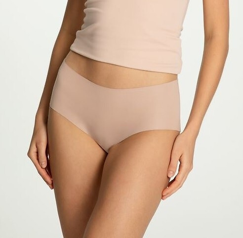 Női pamut bugyi Julimex Cotton Mood Maxi bézs - varrás nélküli, sima, magas derekú, magas derekú bugyi