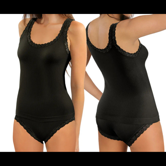 Sesto Senso 6109 női top csipkével varrás nélküli rugalmas kényelmes black