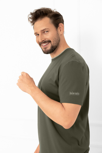 Krystian Italian Fashion férfi olívazöld pizsama - pamut, póló és rövidnadrág