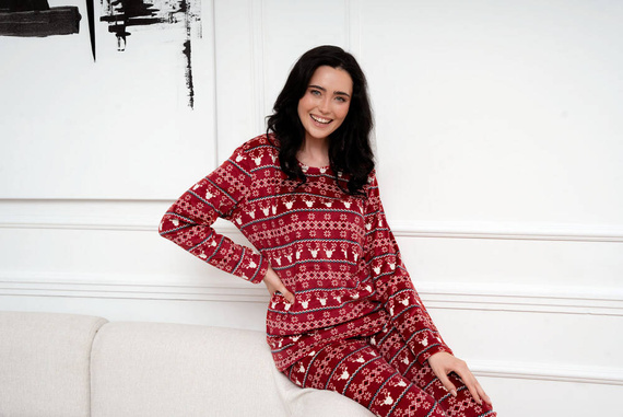 Iceland Fleece női szett olasz divat - bordó mintás