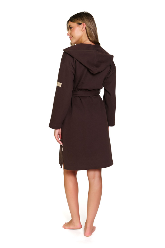 Doctor Nap 7331 - Női pamut köpeny kapucnival | 100% pamut, polírozott - brownie