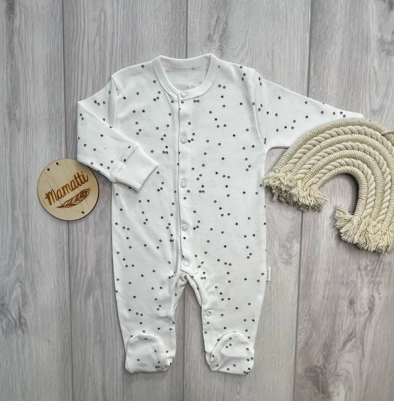 Mamatti PA16240 baba pamut rugdalózó patentos csillagokkal