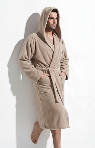 Iwo férfi L&L kapucsínó puha kapucnival és zsebekkel ellátott férfi köpeny kapucnival és zsebekkel