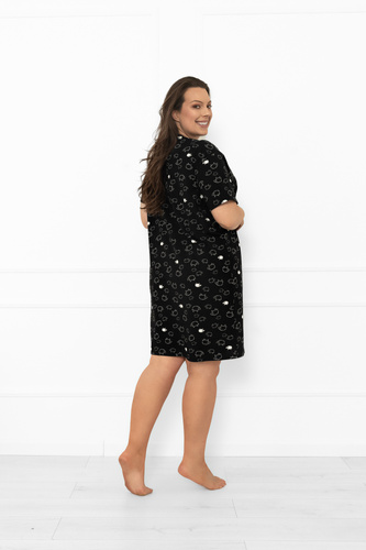 Női hálóing Bonnie - pamut MEGA SOFT, fekete, báránybőr olasz Fashion