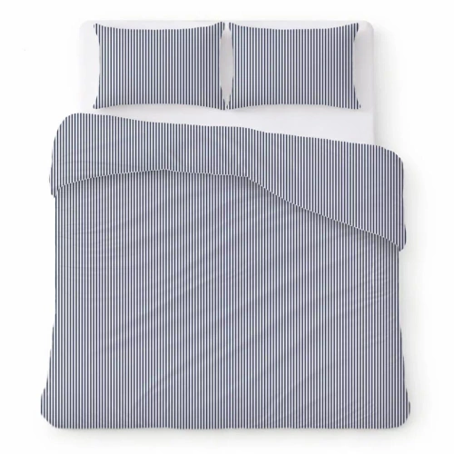 Pamut krepp ágyneműhuzat garnitúra légáteresztő könnyű kezelés white with blue stripes