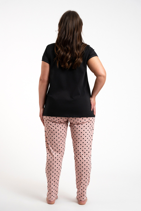 Buscato Női pizsama rövid ujjú, hosszú nadrág olasz divat fekete/print