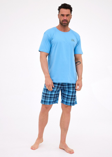 Cornette férfi pizsama 326/311 Ready 2 kék - pamut, rövid ujjú, kényelmes és elegáns