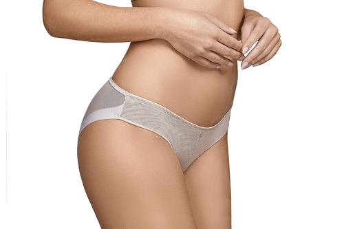 Katia Selene női bugyi - bézs, varrás nélküli, tüllel és geometrikus mintával