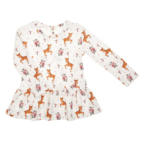 216138 Lala - Nicol lány blúz, pamut, hosszú ujjú, szarvasbőr, szarvasbőr