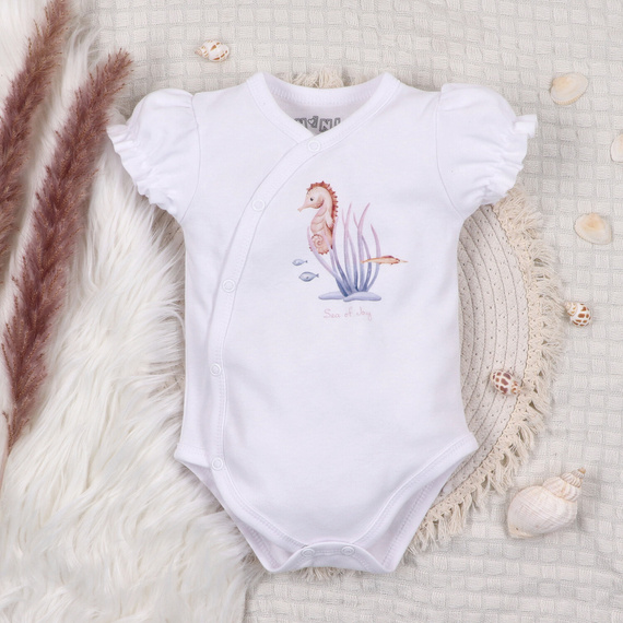 ABN-5474 Underwater World Nini boríték body fehér - organikus pamut, rövid ujjú, rövid ujjú