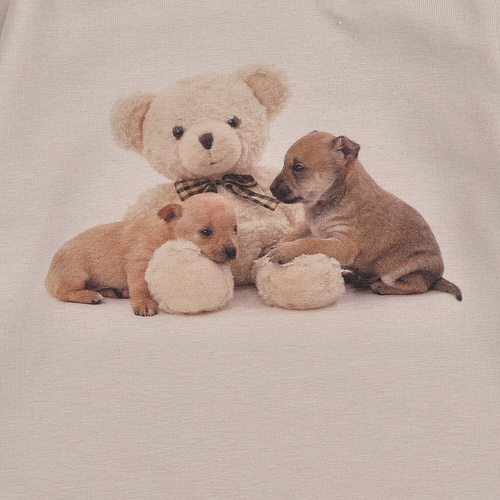 KAR-3005 Lányok hosszú ujjú blúz Lagarto Verde bézs - stílusos, pamut, lengyel gyártmányú