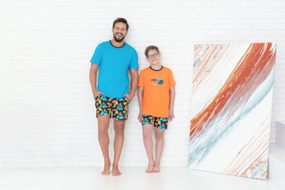 Comics Fiú rövid ujjú pizsama, nadrág Italian Fashion - narancs/print