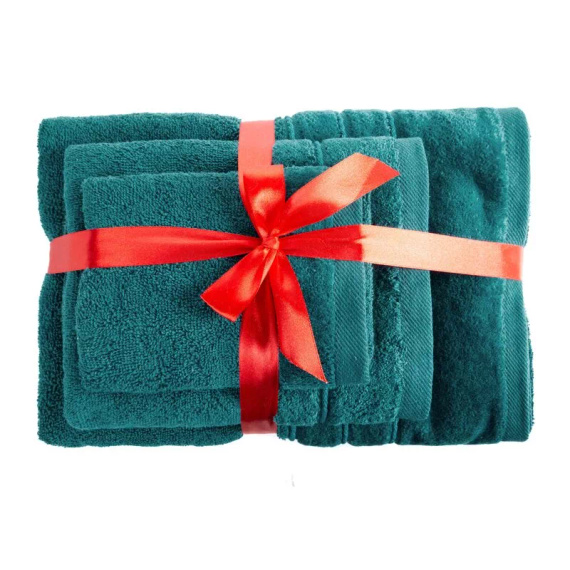 Eurofirany törölköző szett 3 részes puha nedvszívó prémium törölköző Sibel dark turquoise