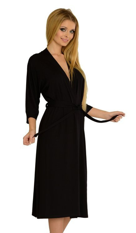 942 Visa hosszú fürdőköpeny De Lafense - fekete