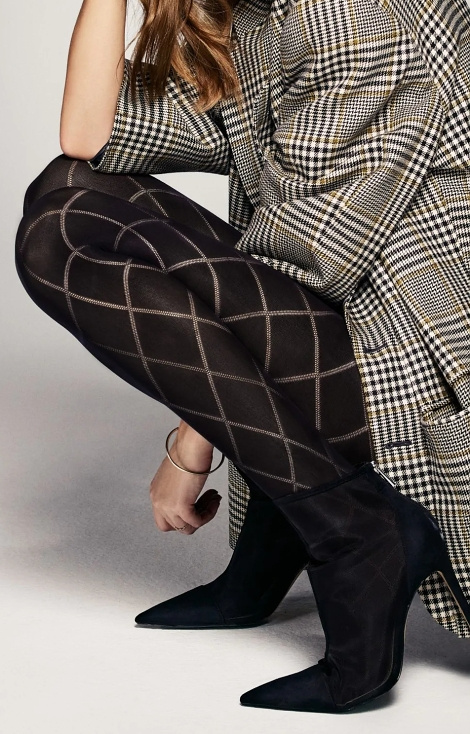 Grandi Tights Rombo 60 den Veneziana fekete - geometrikus mintás, puha és rugalmas