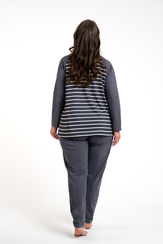 Oda Női pizsama hosszú ujjú, hosszú nadrágos olasz divat - grafit/grafit nyomtatás