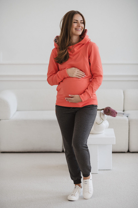 Milk Please bluza do karmienia Milk&Love z kapturem koralowy