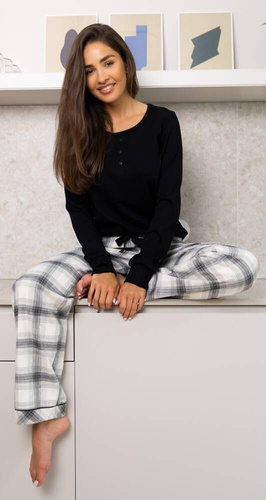 Blanche női flanel pizsama Sensis - fekete