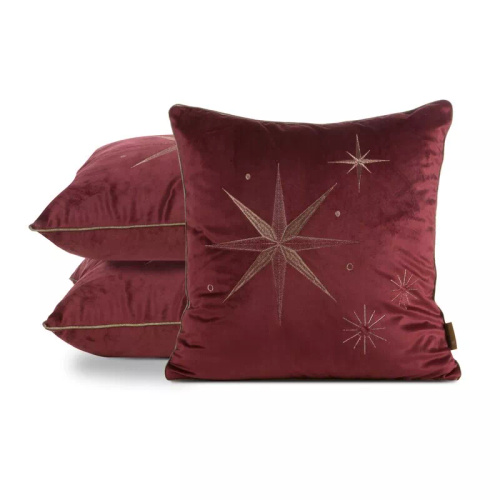 Chp 259 Eurofirany karácsonyi párnahuzat - bordó bársony pezsgő csillaggal