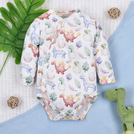 ABN-5561 Dino Explorer borítékos bodysuit Nini | Organikus pamut újszülött babának