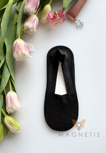Magnetis GC-251144 női balerina zokni csipkéből szilikonnal – láthatatlan zokni black