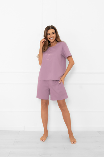 Női pizsama Ksara Italian Fashion - pamut, rövid ujjú és rövidnadrág - heather