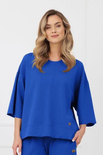 Bluza Kaori Italian Fashion 3/4 ujjú pamut elasztán - kobalt