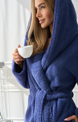 2555 Heaven L&L női fürdőköpeny kapucnival, tengerészkék - kényelem és stílus